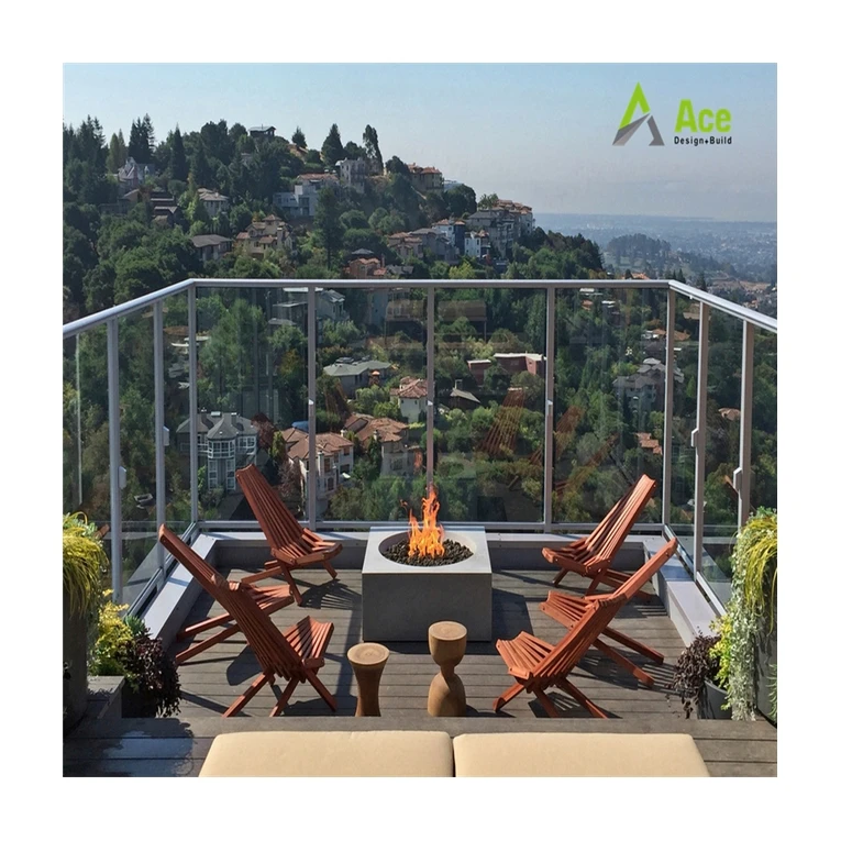 ACE Framed Glass Railing Aluminum Profile Post and Hnadrail Stair Balcony Railing System