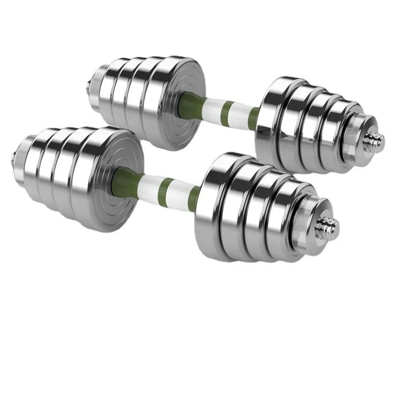 Factory cheap barbell electroplated chrome adjustable silver dumbbell barbell set combination plastic