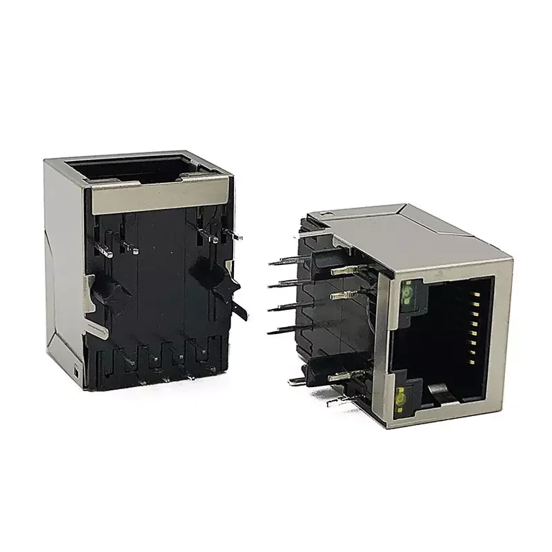 5921 10/100base Single Port Tab Down RJ45 With Transformer LED Right-Angle Jack Cat5e Cat6 Cat6a Cat7 RJ45 PCB Jack