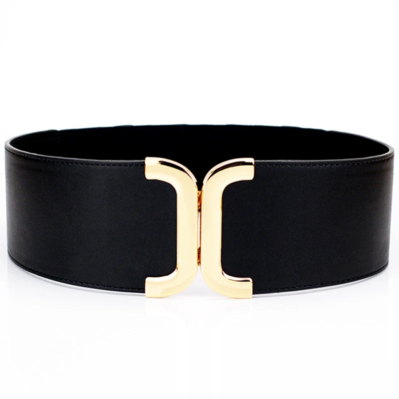 Модный женский эластичный ремень из искусственной кожи с золотой пряжкой украшение для платья