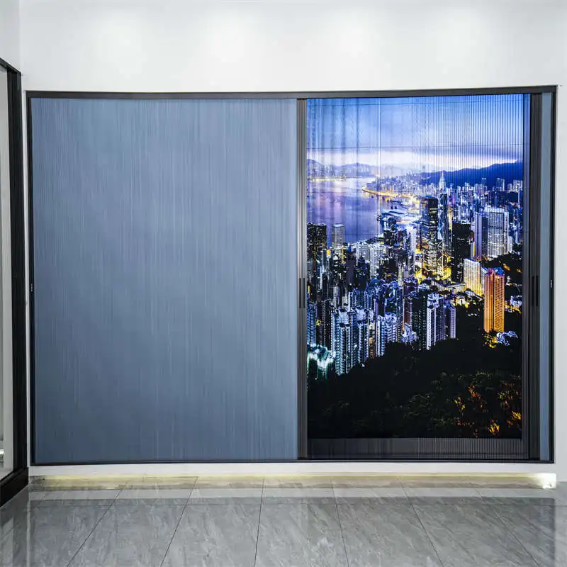 White Soundproof Pocket Doors Sensor Frameless Aluminum Interior Noiseless Sliding Glass Patio Doors With Screen