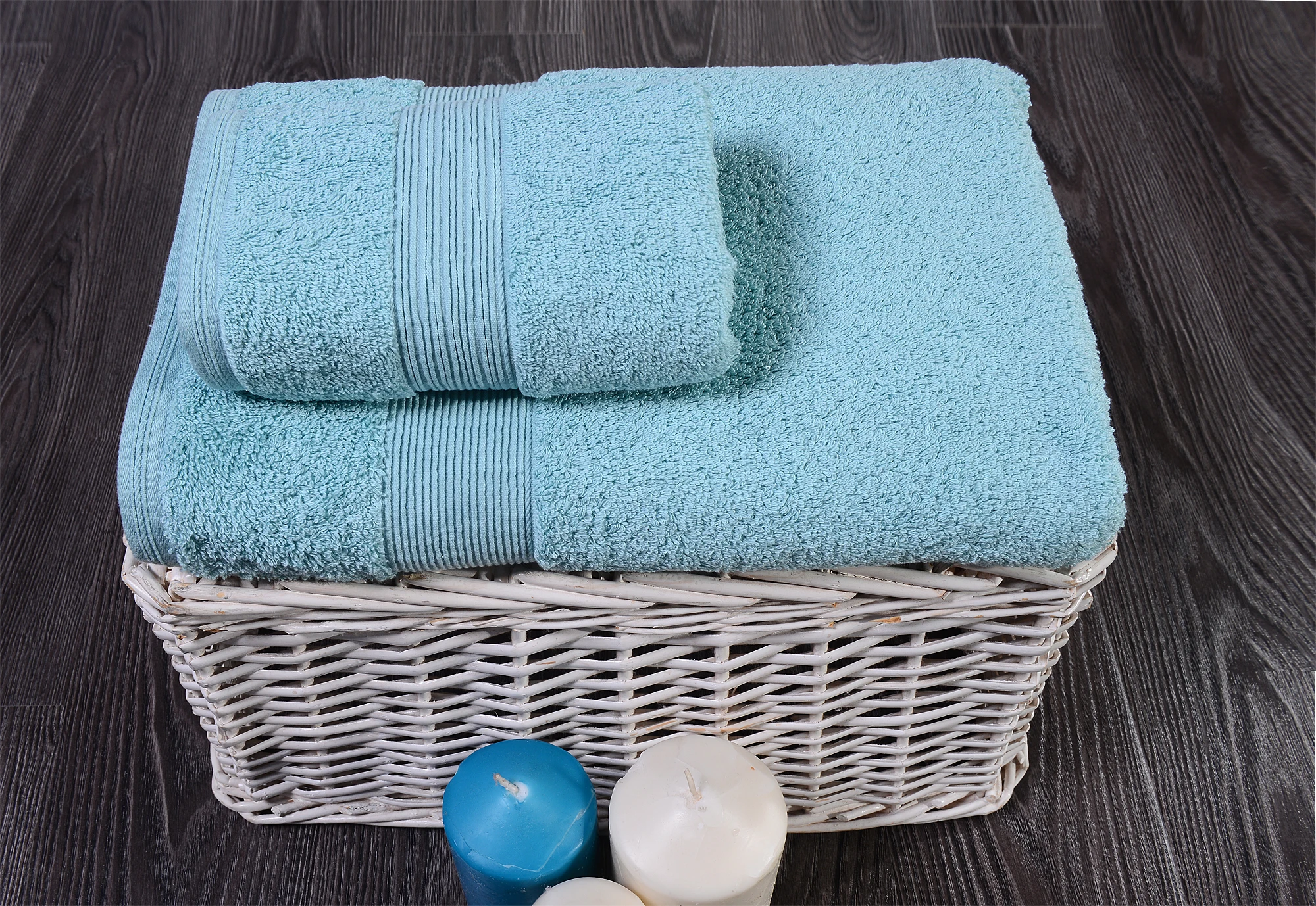 QUNZHEN Factory Wholesale Custom Color Blue Luxury shower hotel towel set