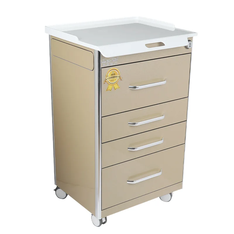 Bacteriostatic dust proof modern european style portable dental lab wall cabinet wooden color dental office cabinet with sink