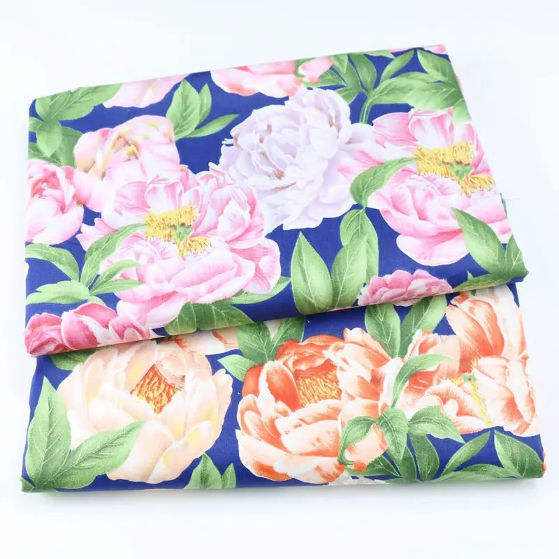 Korean retro pastoral peony Xiangyun printing cloth home textile pure cotton twill household quilt cover pure cotton fabric