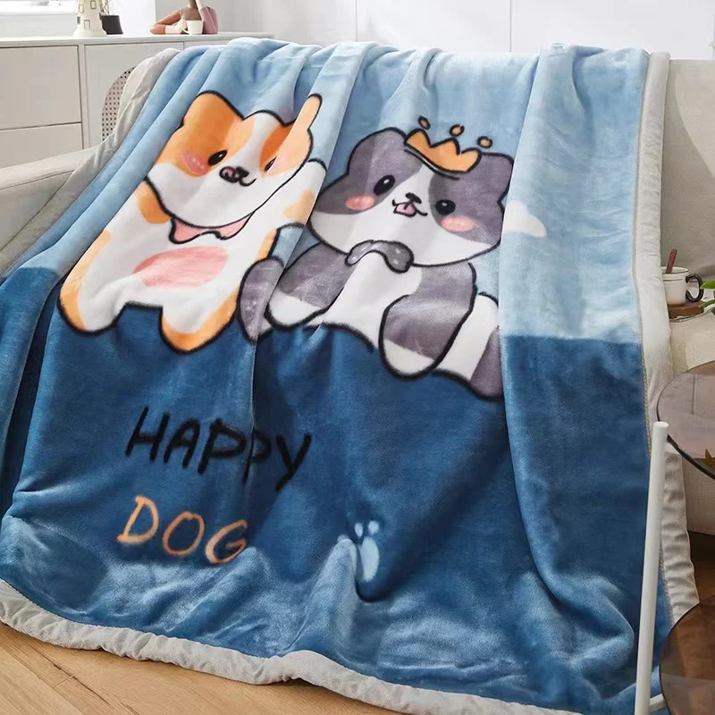 velvet Fleece Blanket for Winter - 2 Ply Heavy & Warm Korean Style Bed Blanket - Reversible Printed Raschel King Size Blanket