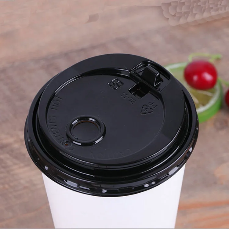 Disposable Double Hole Flat Lid Black  Coffee Lids  Food Grade Plastic PP Material For Bubble Tea Cups