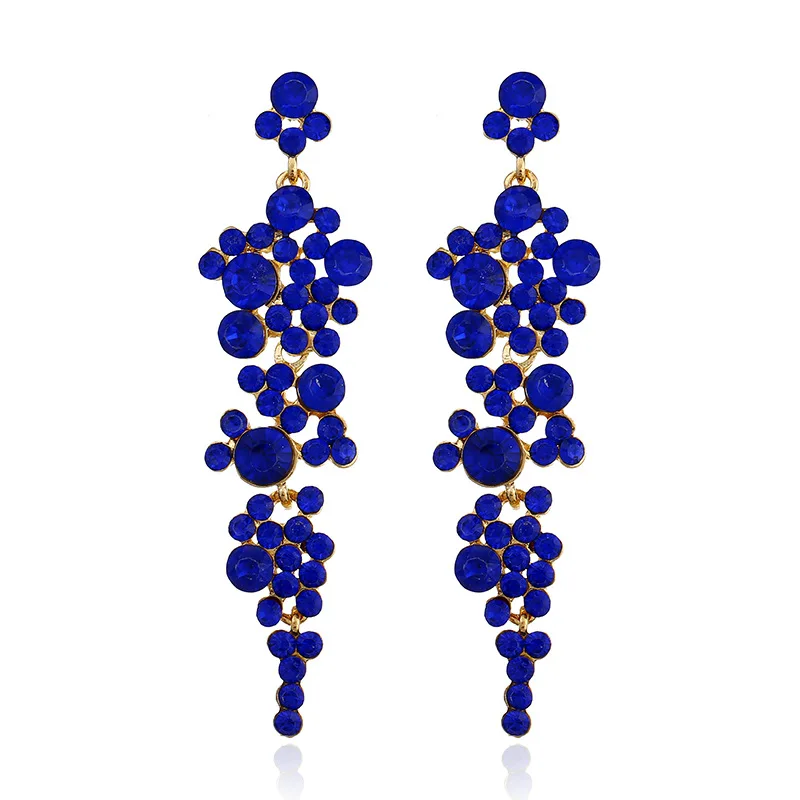 Wholesale Gold Plated  Black Champagne Teardrop elegant Earring Red  Crystal Chandelier Dangle Earrings