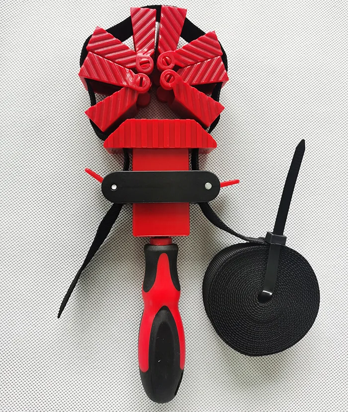 2 Packs Strap Clamps for Woodworking and Quick Release Band Clamps with 4 Corner Claws Thick and Sturdy Belt Clamps, Adjust