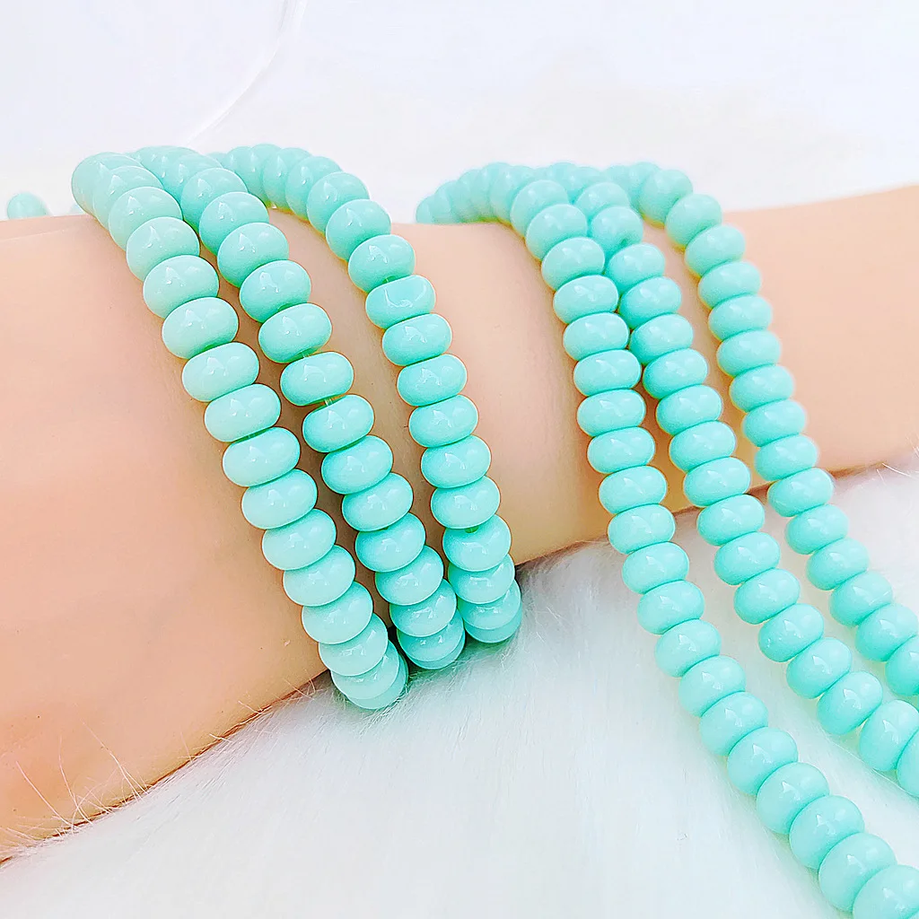 Bubble gum Glass lampwork beads mixed colors Flat Round Abacus loose Beads Solid Color Spacer Beads for DIy bracelet making