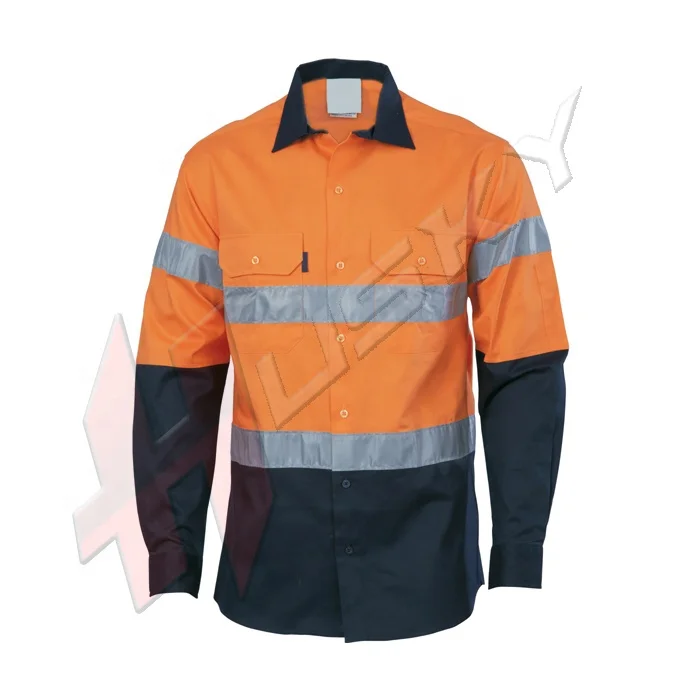 New High Visibility Shirts OEM Work wear Long Sleeve Safety Shirts For Reflective Safety Clothing