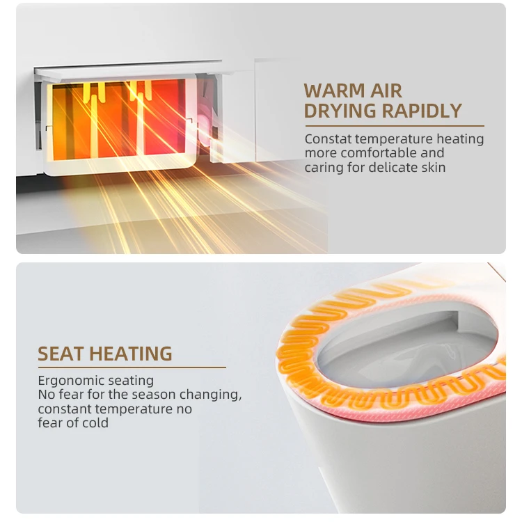 Kidolux Automatic Flush Electric Ceramic Toilet Bowl Floor Mounted Intelligent Bathroom WC Includes Seat Heating WC Smart Toilet