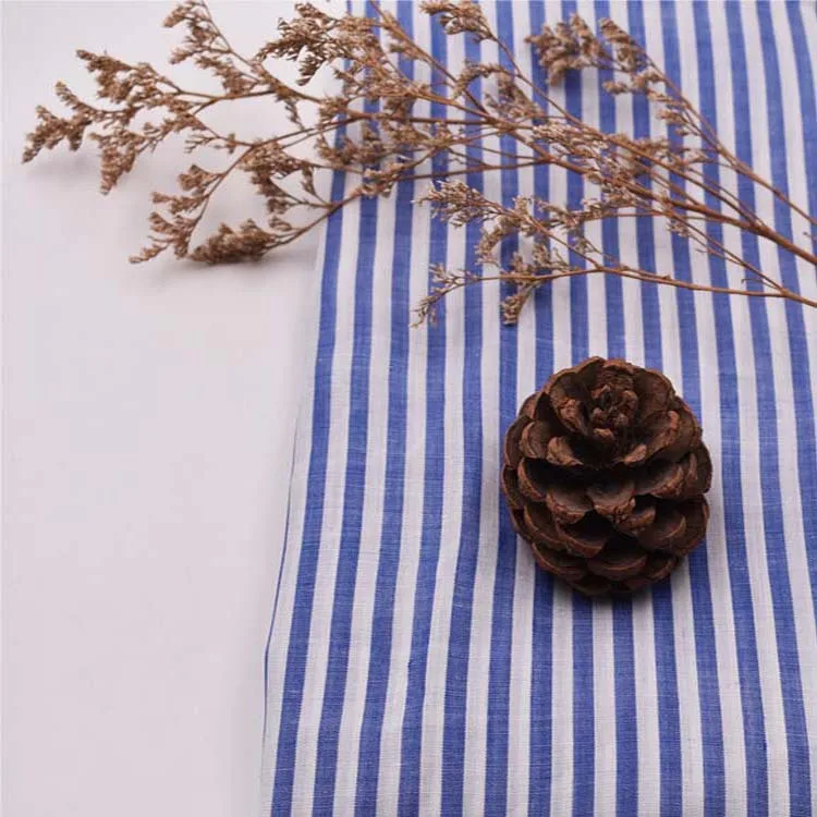 Organic Striped Satin Fabric 100% Ramie Woven yarn dyed Plain Style for shirts