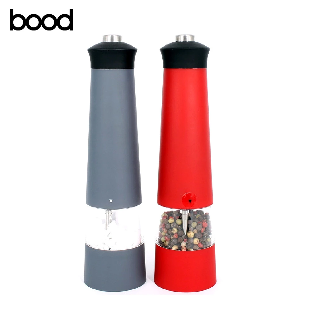 electric  plastic salt and pepper grinder with rubber coating spice mill tower design