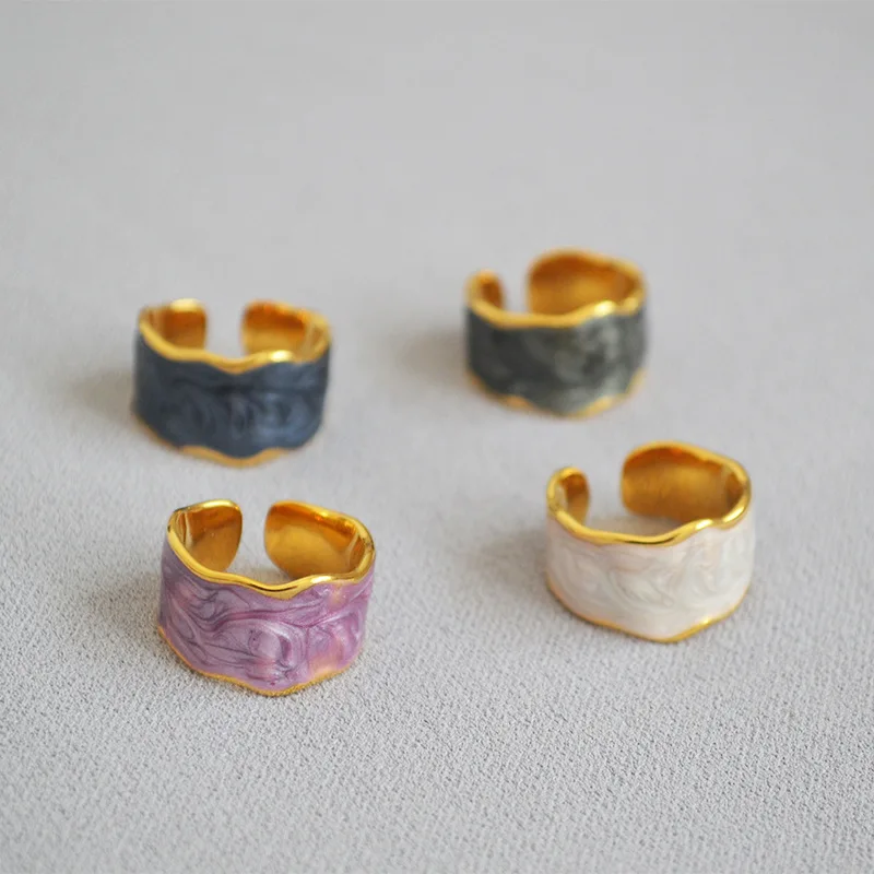 Creative Colorful Ice Cream Handmade Enamel Glazed Irregular Fashion Open Ring Index Finger Ring Female
