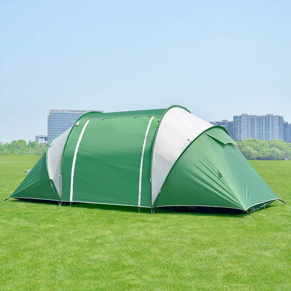 Glamping Tunnel Tent 3 Rooms Waterproof Large Family Outdoor Camping Tents