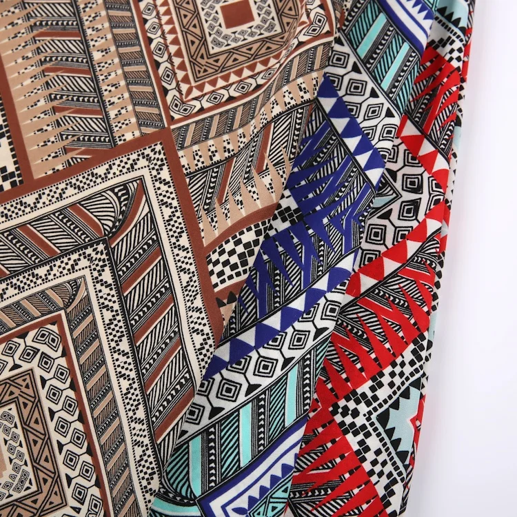 
Abstract geometric custom print fabric chiffon printed chiffon dress fabric 