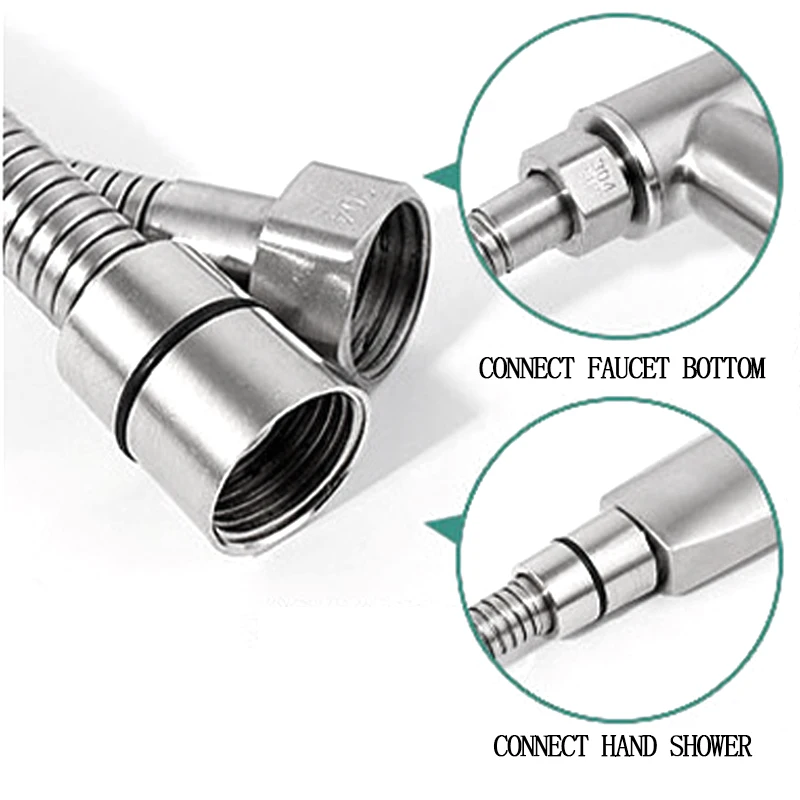 Wholesale 304 Stainless Steel Metal Hose Water Heater Shower Hoses Nozzle Connecting Pipe Encrypted Thickened Shower Hose Pipe