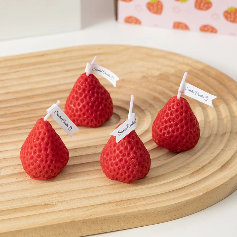 Strawberry scented candles plant scented oil sweet fruit strawberry candles birthday candles