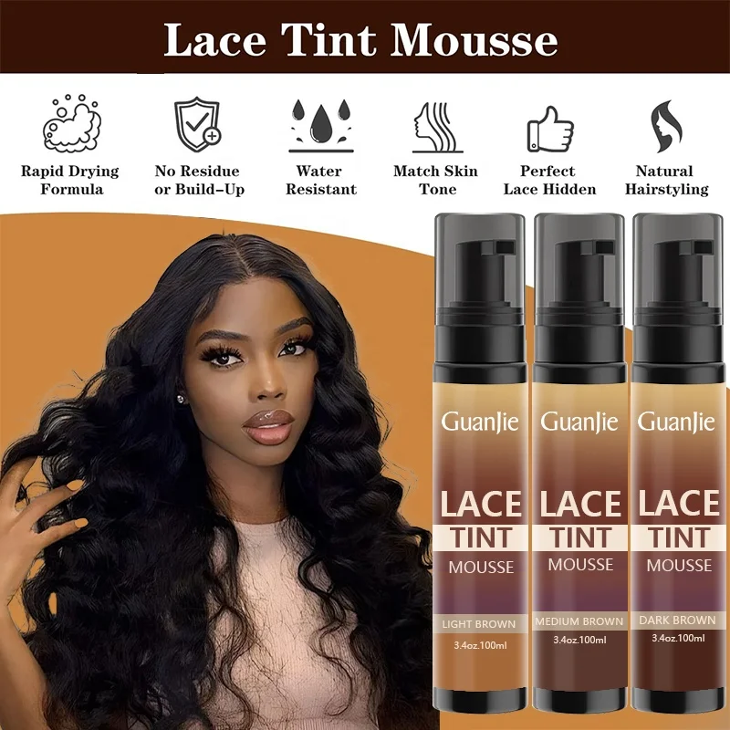 curling braiding hair Lace Tint Spray 3 Color New Arrival Hair Extension Tool Lace Tint Spray Foam Mousse Lace Tint Mousse