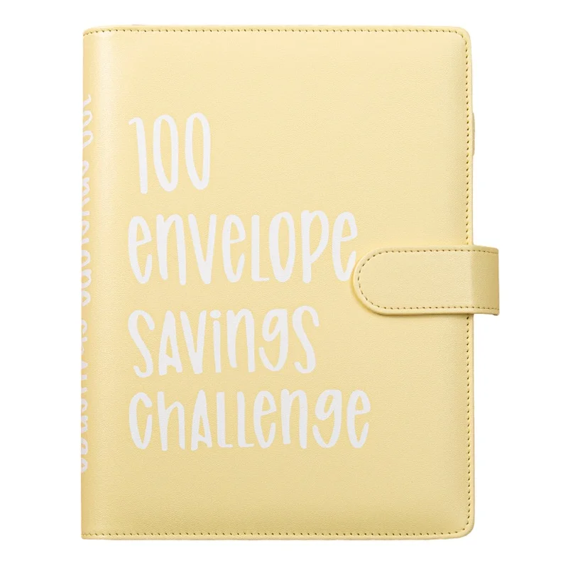 hot selling 100 Envelope Challenge Binder Leather 52 Week Money Saving Challenge Binder
