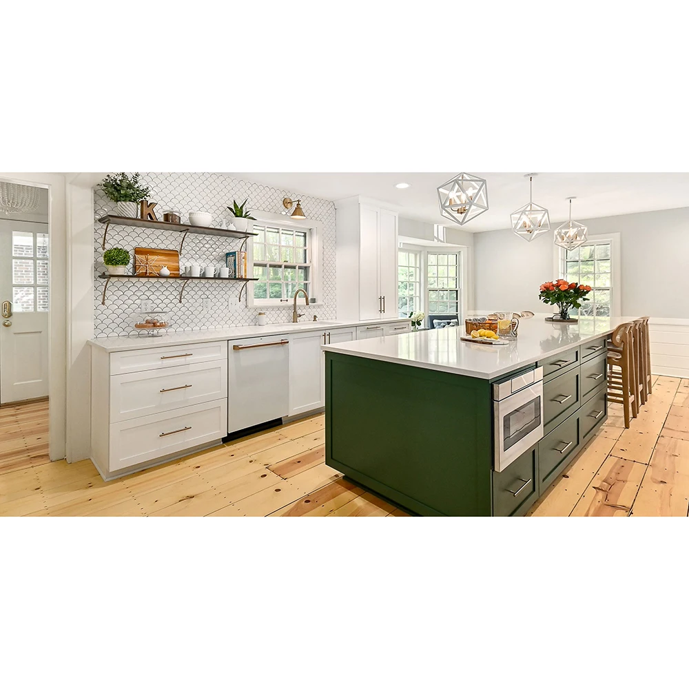 Vermonhouzz Роскошный Стиль Современный лак MDF шейкер RTA кухонный шкаф островная мебель зеленый