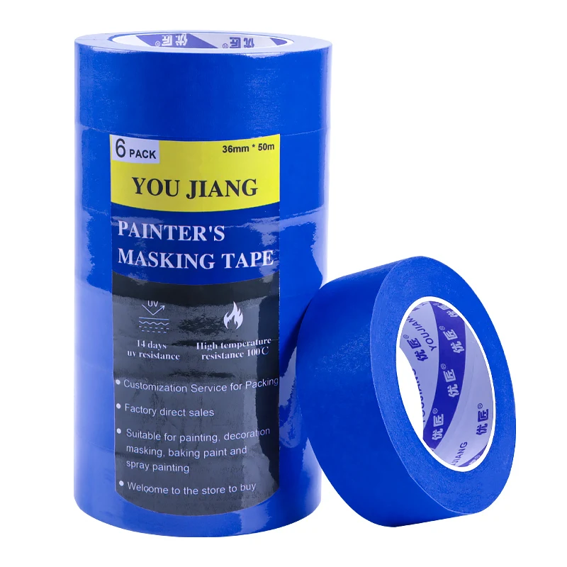 YOUJIANG UV Resistant Strong Adhesive Car Spray Paint Finish Masking Sewing High Adhesive Tape Painting Masking Use Paper Tape