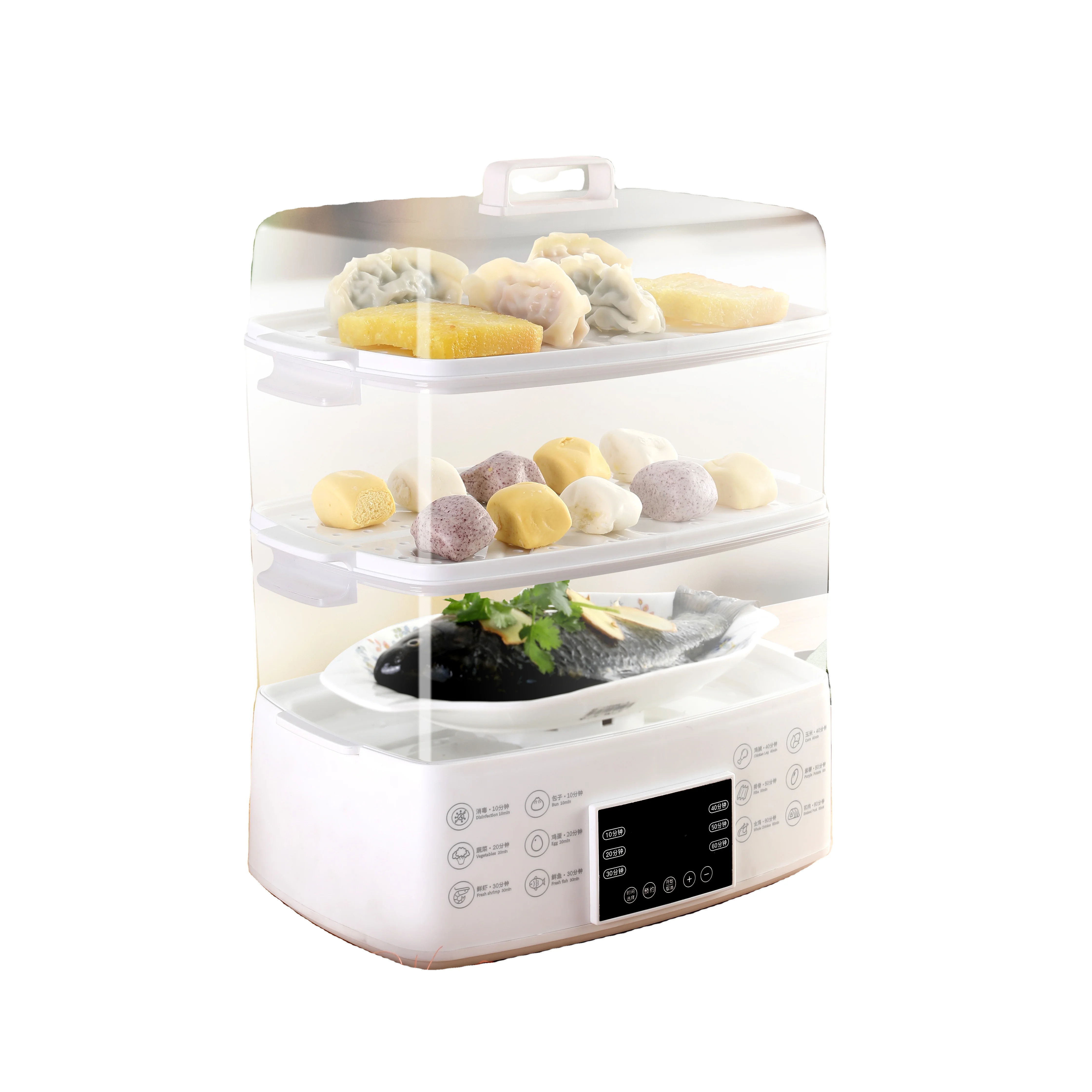 15L Big Capacity 3 Layers Electric Food Steamer Household Fast Cook Food Warmer Steaming Cooker Multifunctional Electric Steamer