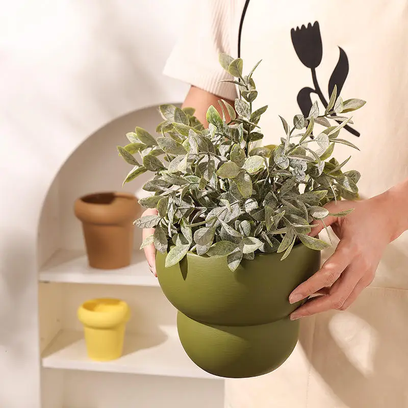 Wholesale Bulk Morandi Green White Pink Nordic Modern Round Small Garden Planter Ceramic Orchid Plant Flower Succulent Pot