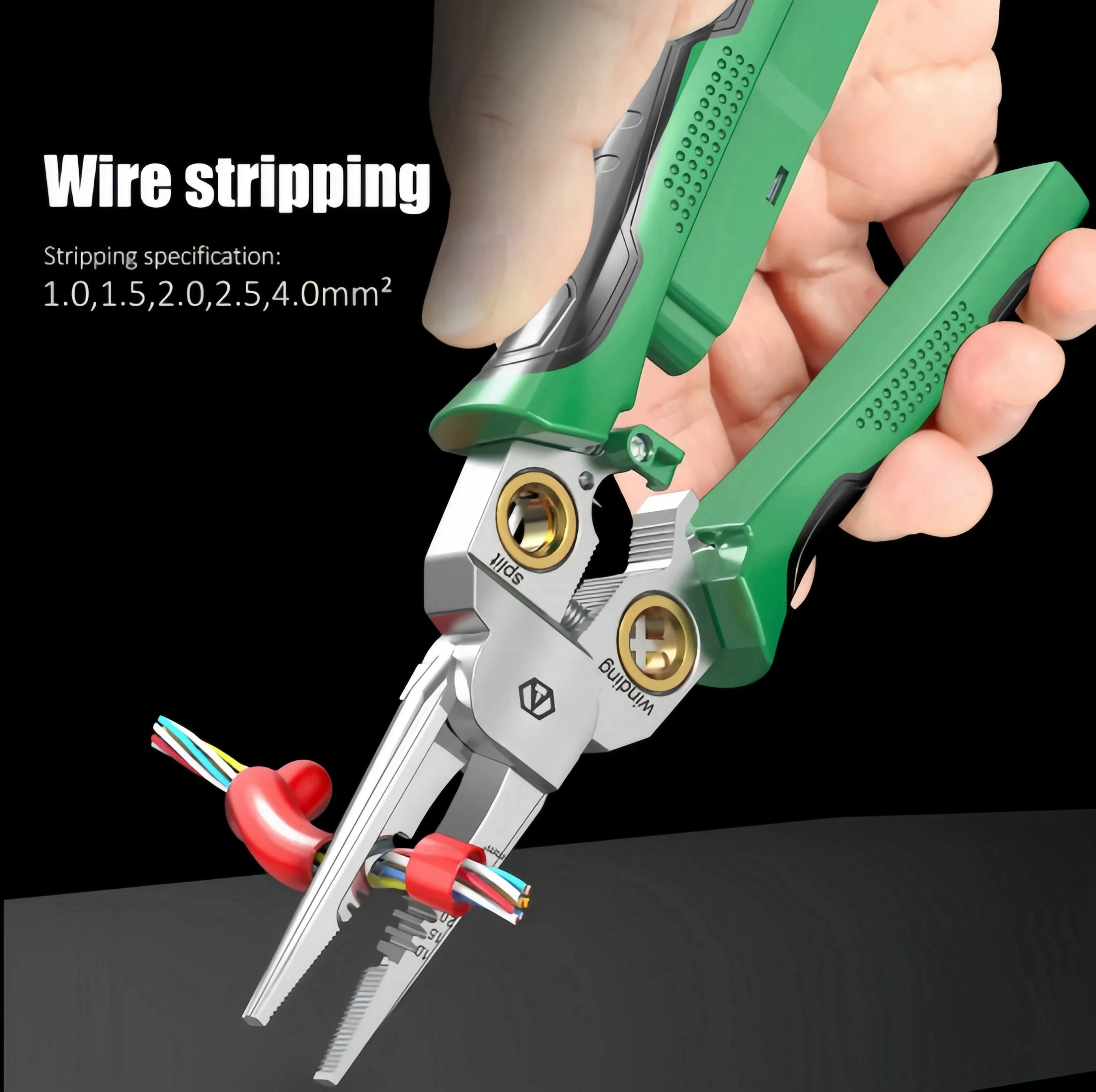 Stainless Steel Multifunctional Electrician Pliers For Wire Stripping Cutting Branching Winding Pulling Clamping And Peeling
