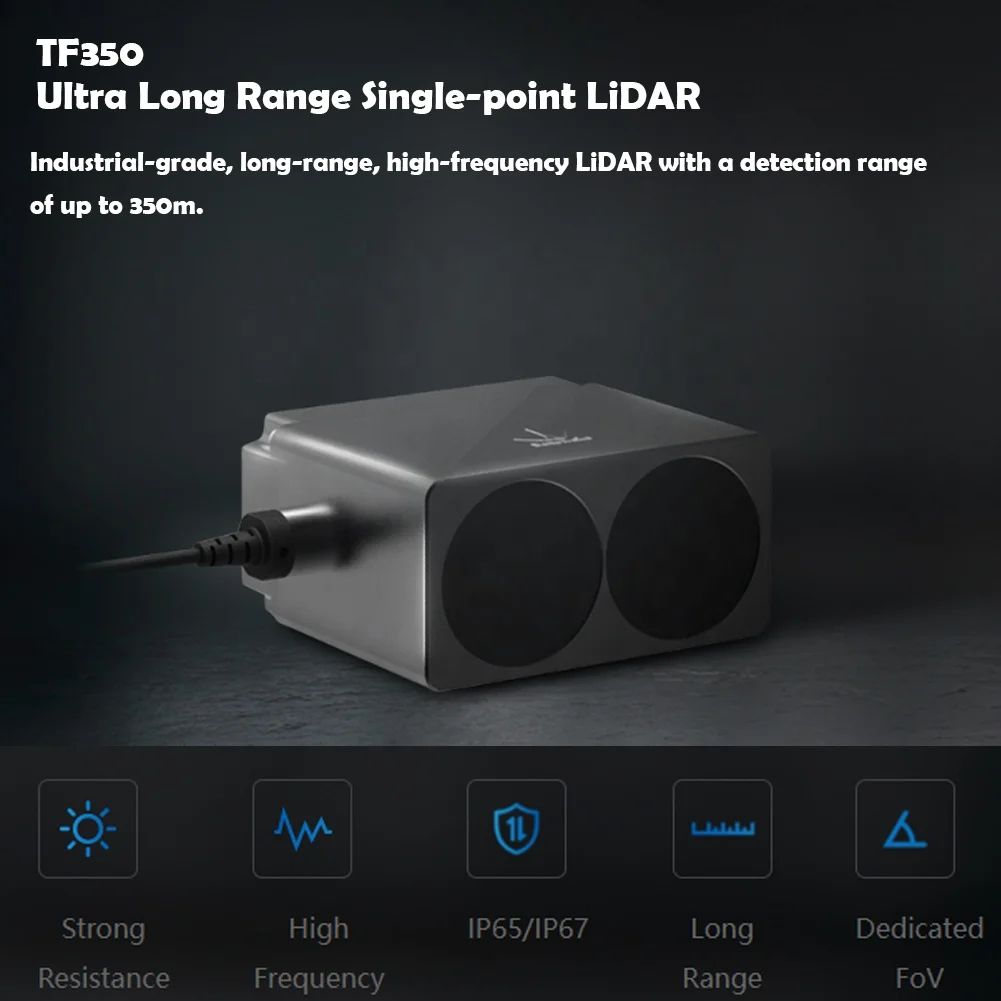 TF350 сверхдлинный одноточечный лидар IP67 UART/CAN RS232/RS485 аналоговый ток (4-20 мА) промышленный диапазон обнаружения 350 м