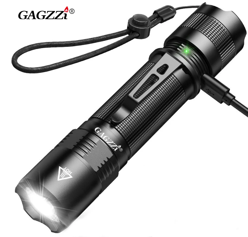 800 Lumen Mini Waterproof LED Torch High Power 5 Modes Rechargeable Zoom Flashlight