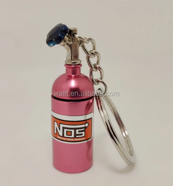 Creative New NOS Mini Nitrous Oxide Bottle Keyring Key Chain Keyfob Stash Pill Box Storage Turbo Keychain