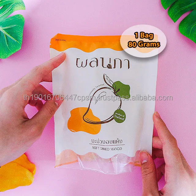 Soft Dried Mangoes Natural Sweetness Normal or Small Bite Size 40 Bags/Carton Product from Polnapa Mangoes Brand