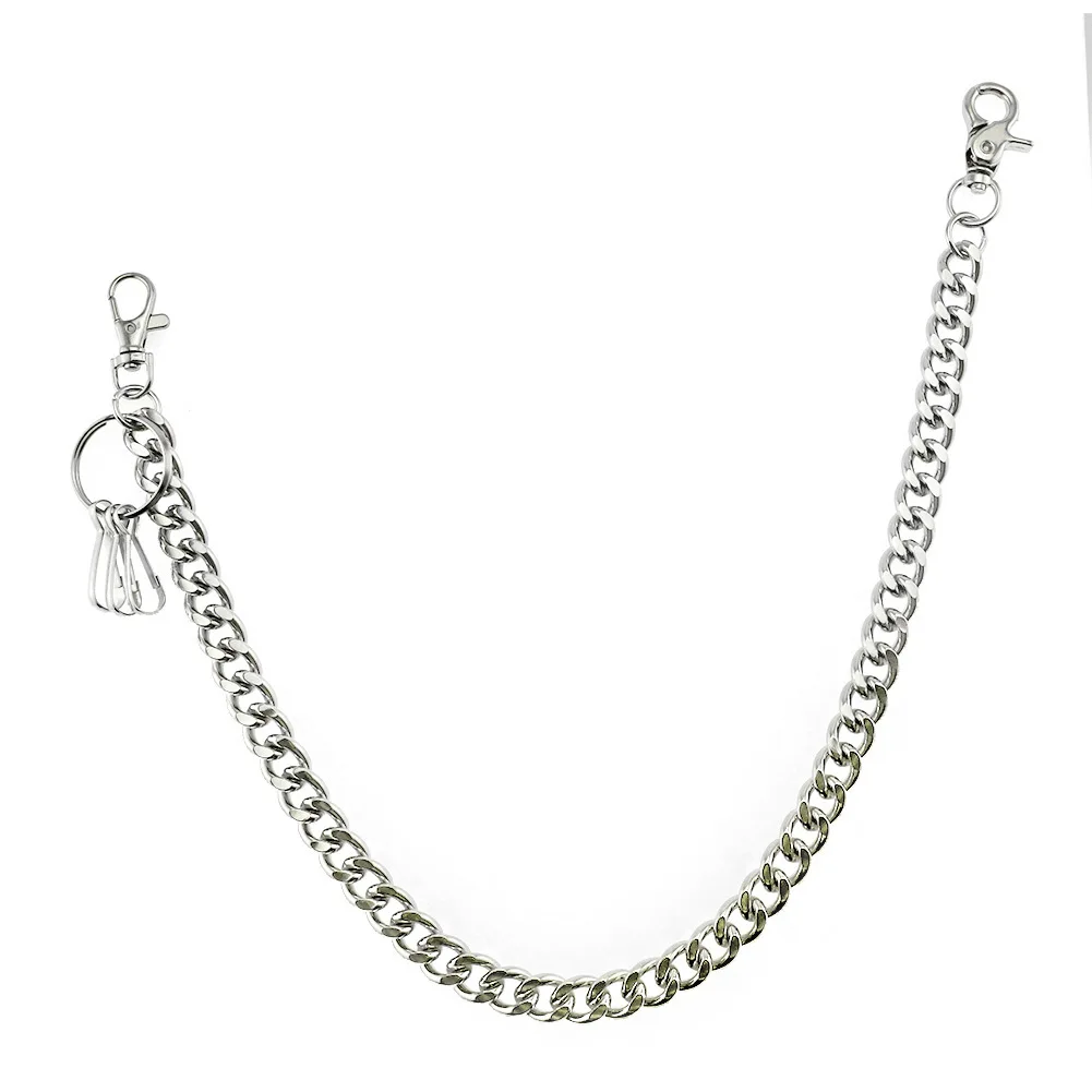 Wholesale New Custom Pants High Waist Stainless Steel Biker Skull Punk Jeans Wallet Chain for Men