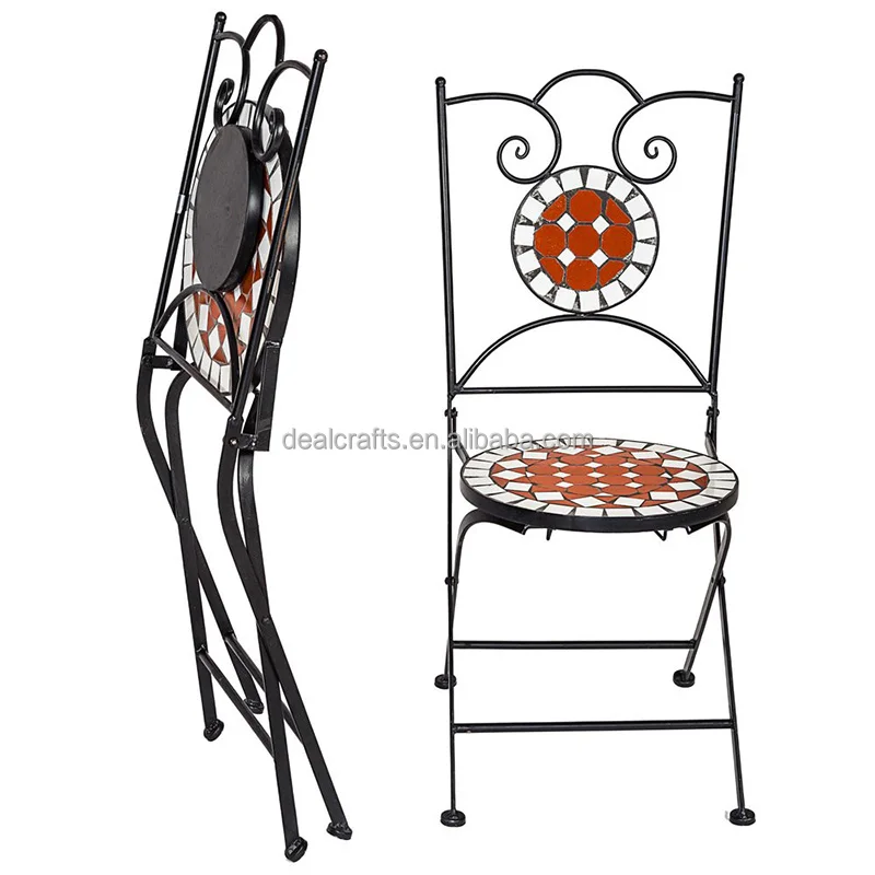 Mosaic garden table with 2 chairs outdoor furniture set decor terracotta pottery