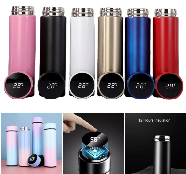 Wholesale Customized Smart LED Water Bottle Digital Temperature Bottle 500ml Vacuum Flasks with LED Temperature Display
