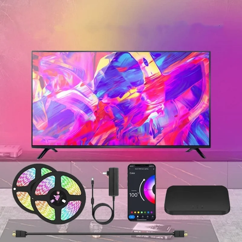 Tuya Wifi Smart Music Sound Sync TV PC Ambient Backlight RGB Led Strip Light Kit for Screen Background Lighting Decoration