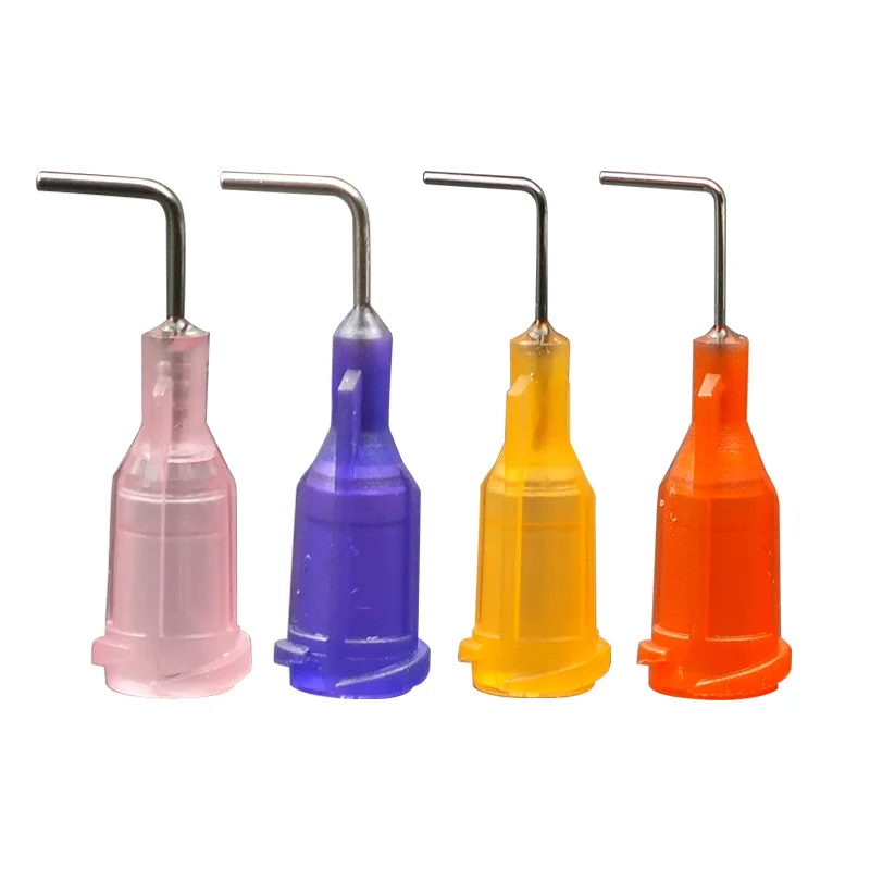 C 1/2 Inch 90 Degree Elbow syringe dispenser needle Plastic And Stainless Steel Screw Mouth dispensing needle tips