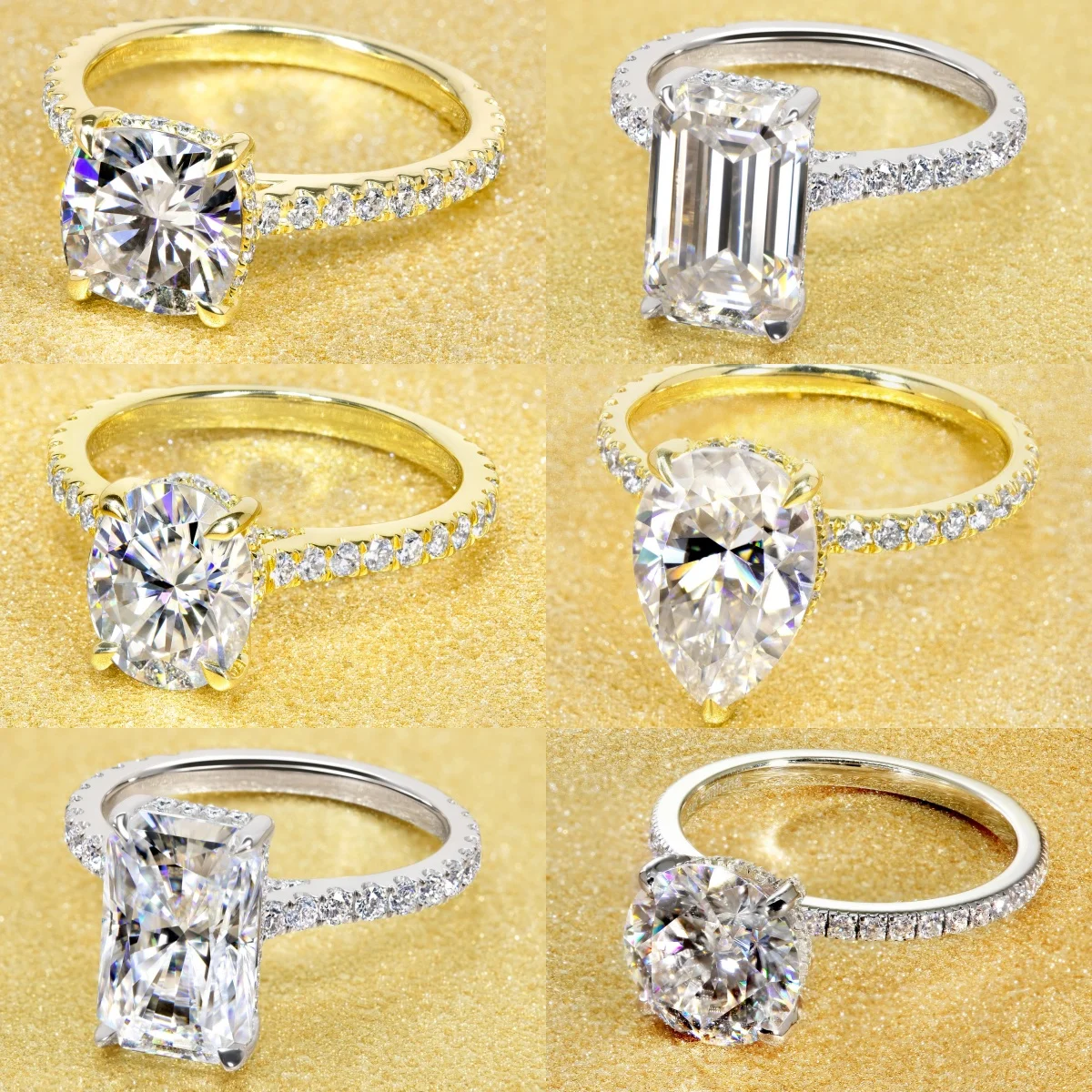 Certificate 10k 14k 18k Solid In Real Gold Moissanite Diamond Wedding Engagement Ring Set For Women Jewelry AU750 1 2 3 Carat