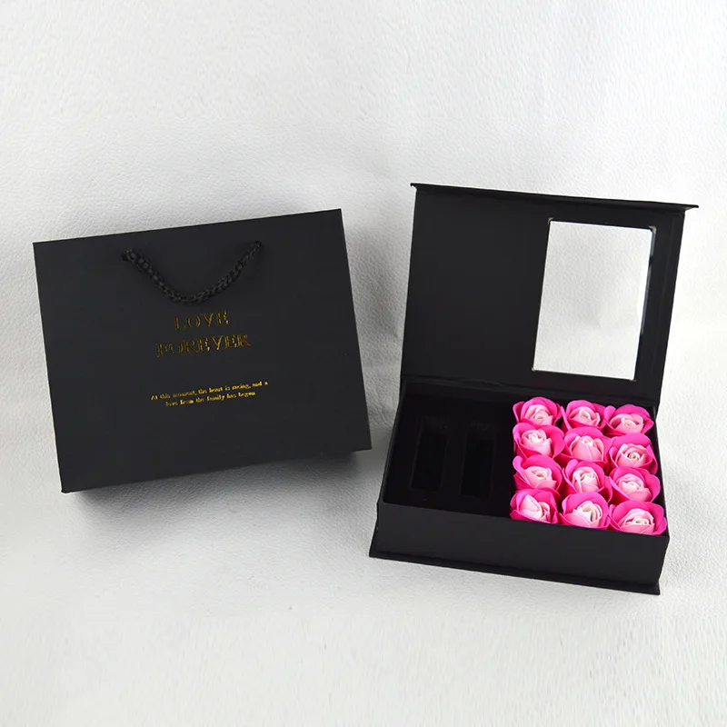 Custom design luxury lipstick carton perfume bottle packaging bag rose flower gift box packaging boxes