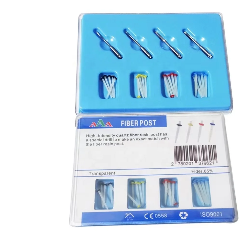 Denxy Denture Screw Fiber Post Repair tooth material crown dental fiber glass dental quartz fiber post with 4 dental drills