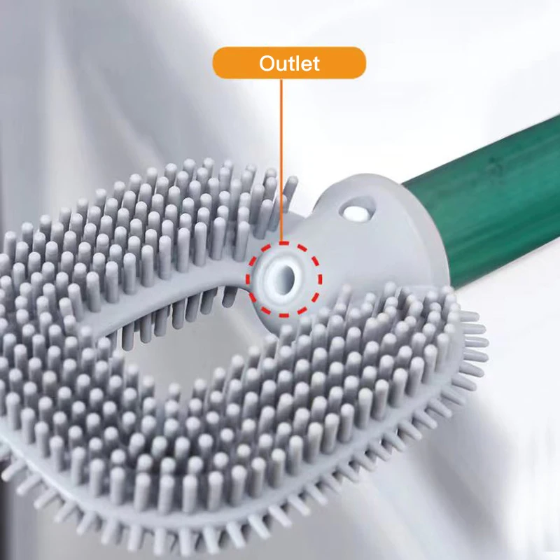 2025 New Trend PP Bathroom Cleaning Wall Mounted Silicone Toilet Brush Set with Detergent
