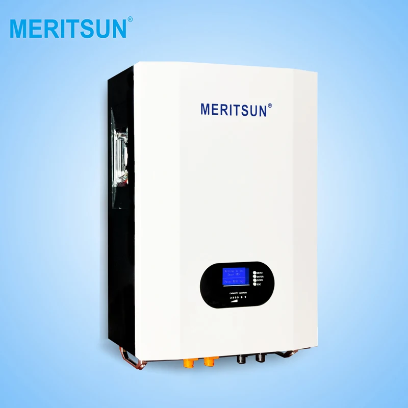 Настенная литий-ионная батарея MeritSun 5KWH 7KWH 10KWH 48V Power Wall LiFePO4 100Ah 150Ah 200Ah