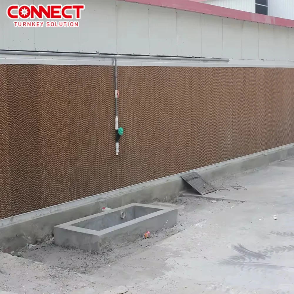 Broiler House Machine Chicken Raise Feed Equipment Poultry Farming 70/90 Paper Water Curtain Cooling Pad Ventilation System