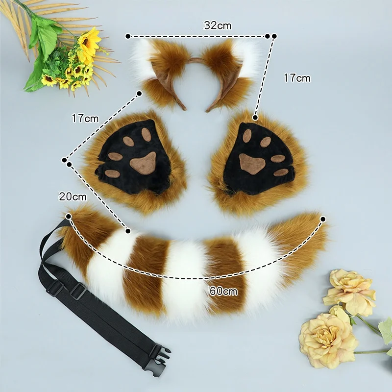 New arrivals cosplay accessories sweetheart headdress simulation fox ears hair bands tail animal fursuit set