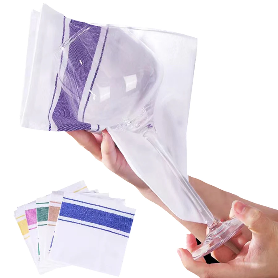 Customized Stripe 100% Yarn-dyed Tea Towels White Linen Cotton Kitchen Towels