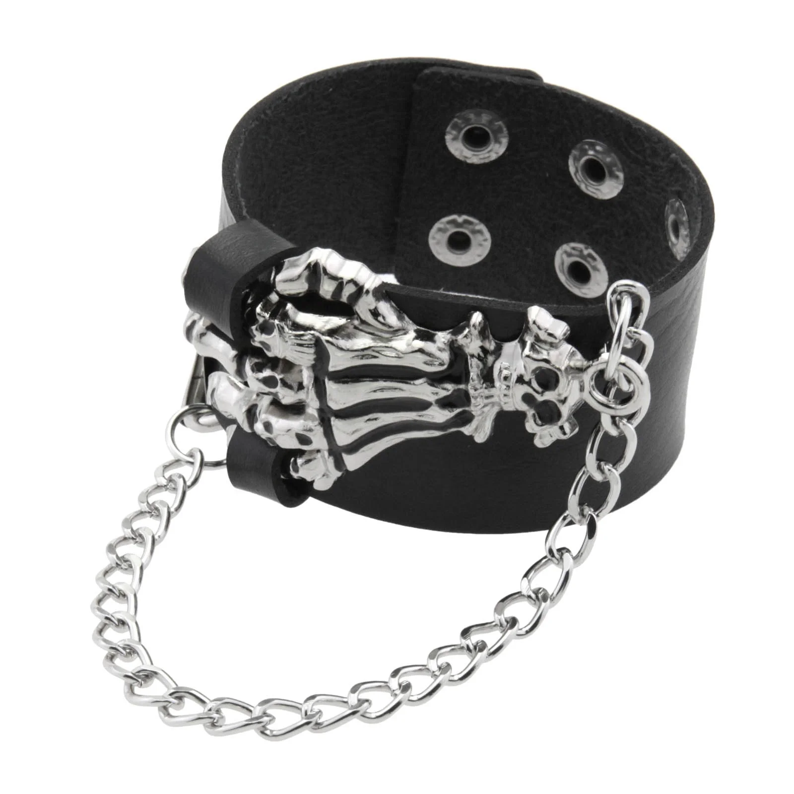 Cool Retro Men Skull Ghost Claw Bracelet Overbearing Exaggerated Punk Non-Mainstream PU Leather Bracelet