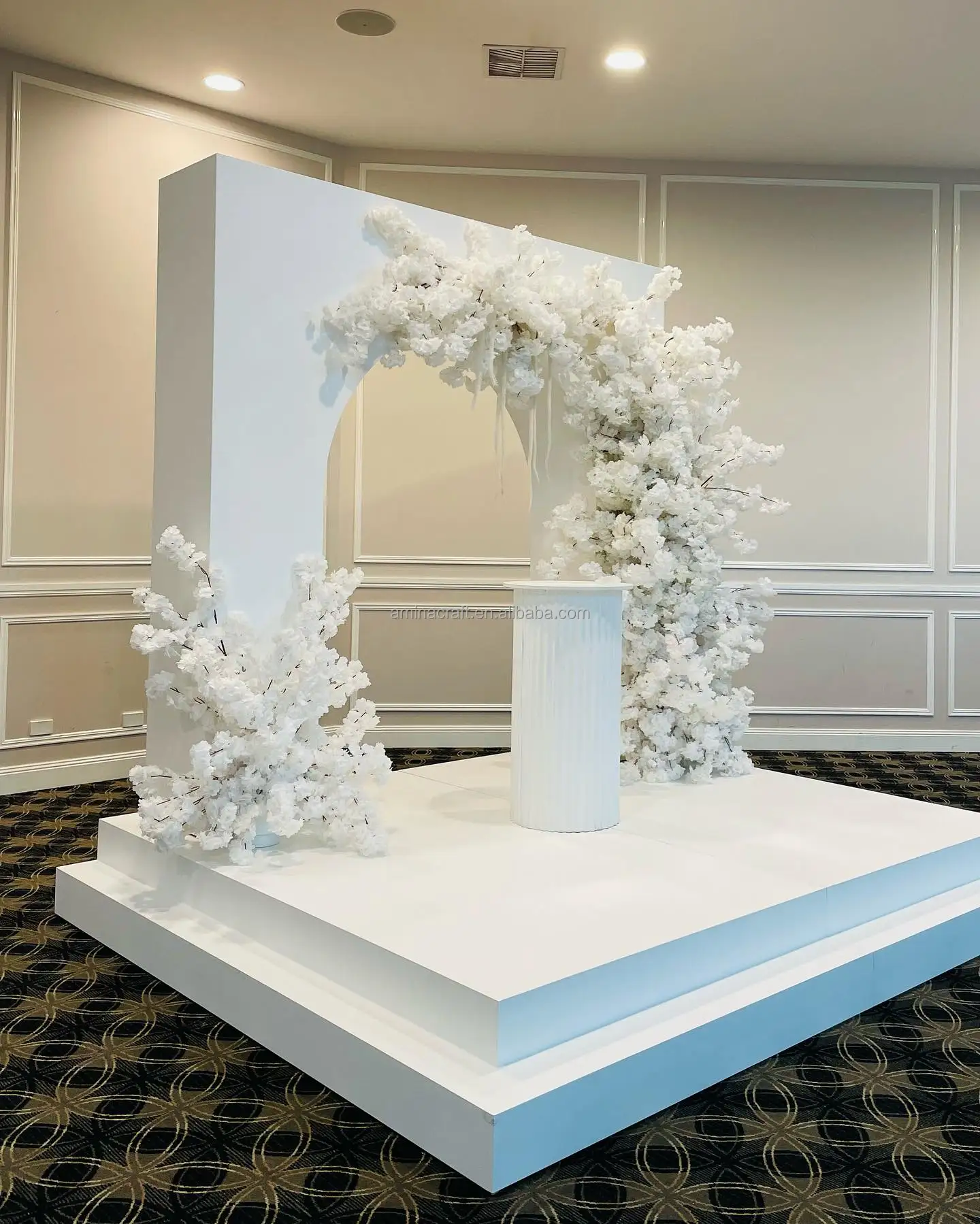 Amina Craft customized white wedding PVC stage backdrop arch for party decoration