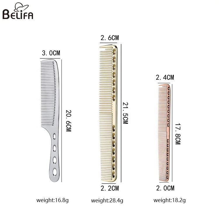 Salon hair styling tools professional hair cutting comb for barber metal space aluminum hair comb