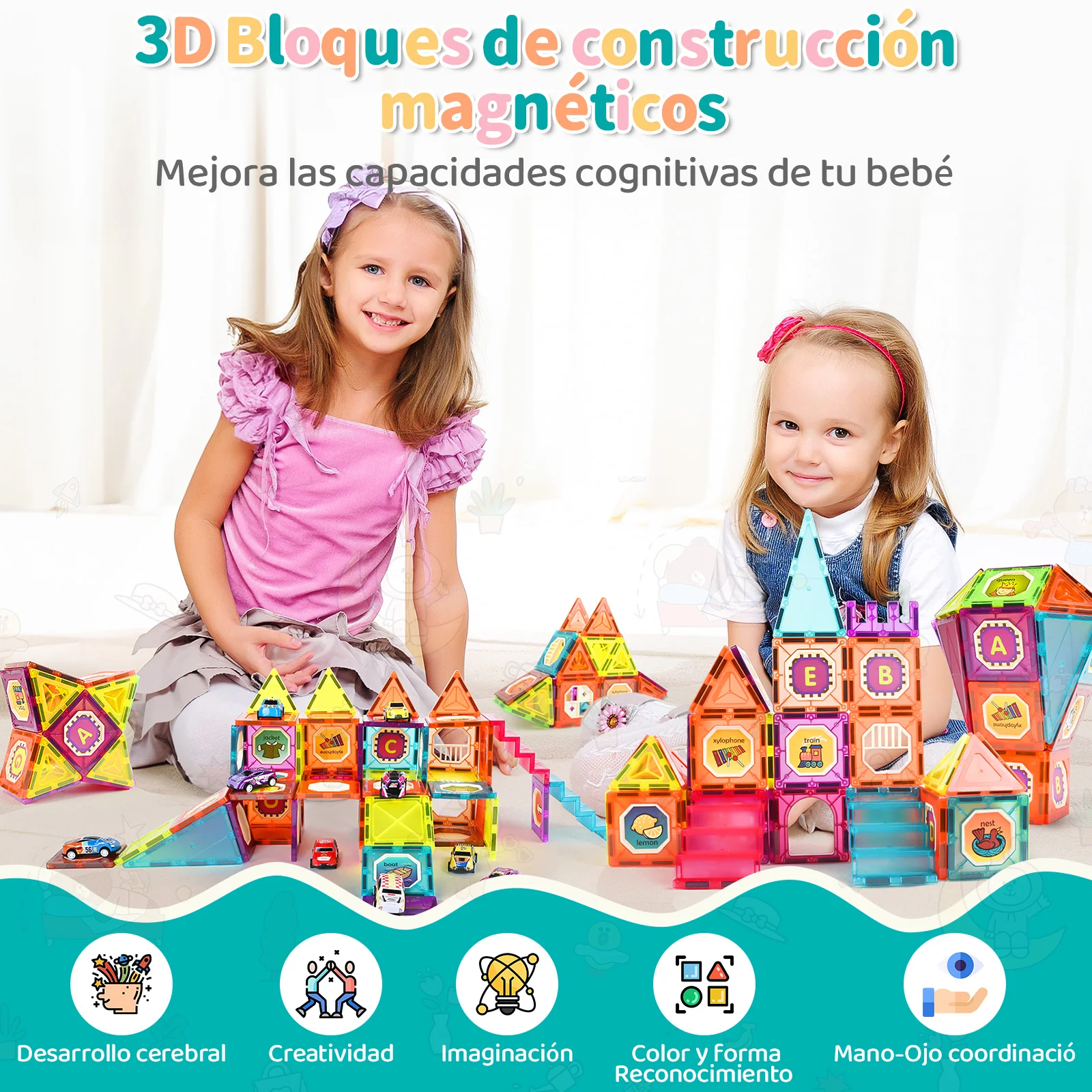 120Pcs Hot promotion kids educational magnetic tiles toys learning magnetic building blocks set stem building tiles with magnet